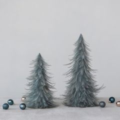Feathered Tabletop Christmas Trees Set of 2