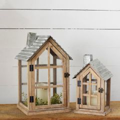 Rustic House Candle Lantern Set of 2