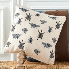 Embroidered Insect Throw Pillow