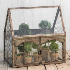 Distressed Metal Table Top Greenhouse