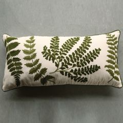 Fern Embroidered Cotton Pillow