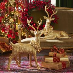 Festive Deer With Wreath Figurine