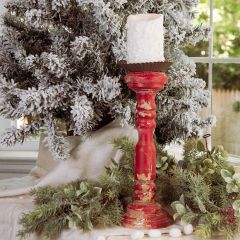 Festive Farmhouse Distressed Candle Holder 14 Inch