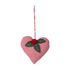 Festive Farmhouse Gingham Heart Ornament