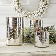 Festive Holiday Mercury Glass Candle Holder Set of 3
