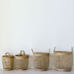 Round Seagrass Basket With Handles Set of 4