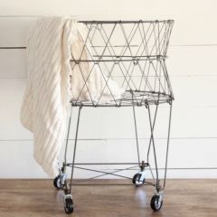 French Wire Collapsible Laundry Basket On Wheels