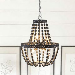 Beaded Elegance Wood Chandelier