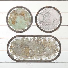 Mirrored Map Wall Decor Set of 3
