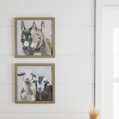 Framed Donkey and Sheep Wall Art Set of 2