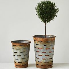 Small Round Olive Bucket Set of 2