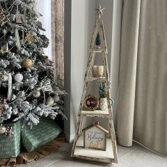 Fir Wood Tiered Christmas Shelf Small