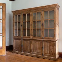 Fir Wood Windowpane Display Cabinet