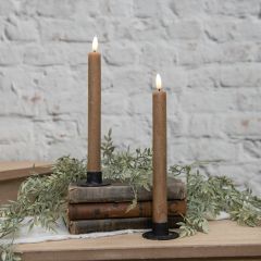 Flameless Beige Taper Candles Set of 2