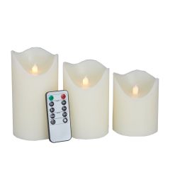Flameless Pillar Candle Collection Set of 3