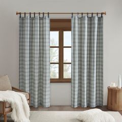 Fleece Lined Tab Top Plaid Curtain Panel