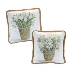Floral Basket Throw Pillow Set of 2