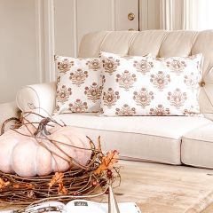 Floral Block Print Lumbar Pillow