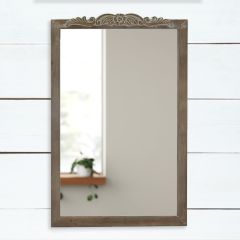 Floral Detail Wood Wall Mirror