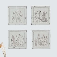 Floral Embossed Metal Wall Decor Set of 4