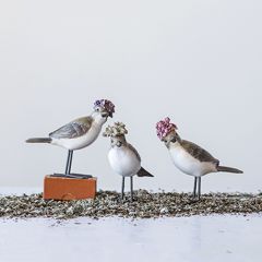 Floral Hat Bird Figurines Set of 3