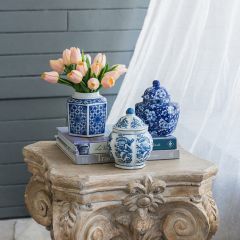 Floral Pattern Porcelain Jar With Lid Set of 3