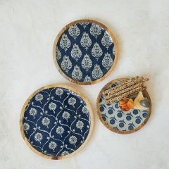 Floral Pattern Round Tray Set of 3