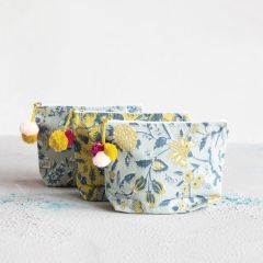 Floral Pattern Zipper Pouch Set of 3