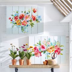Floral Wood Wall Art Set of 2