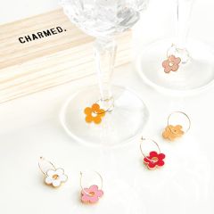Flower Wine Glass Charm Boxed Set of 6