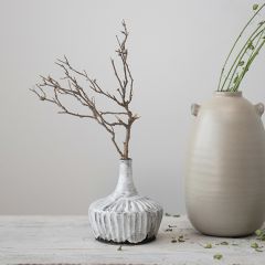 Fluted Stoneware Stem Vase