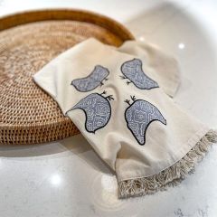 Folk Art Cottage Hens Tea Towel