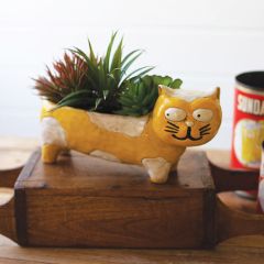 Footed Ceramic Cat Planter