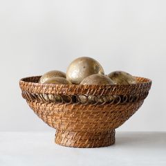 Footed Rattan Bowl