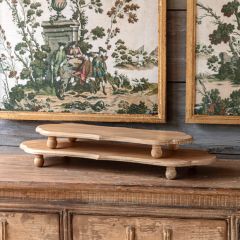 Footed Scalloped Wood Elongated Display Riser Set of 2