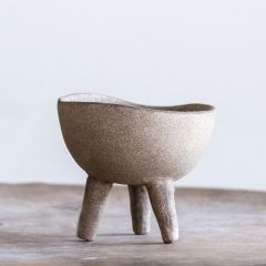 Footed Terracotta Planter Pot Matte Taupe