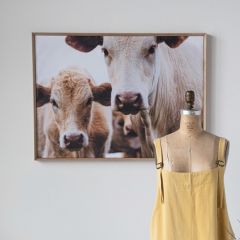 Framed Cow Photograph Wall Decor
