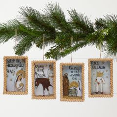 Framed Nativity Phrase Ornament Set of 4