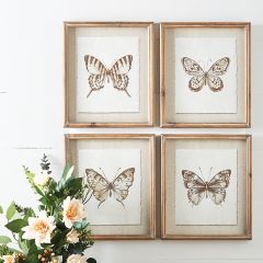 Framed Neutral Butterfly Prints Set of 4