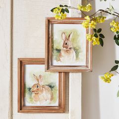 Framed Watercolor Bunny Wall Art Set of 2
