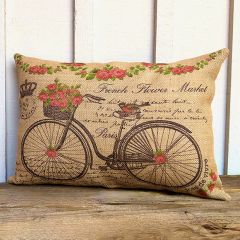 French Country Bicycle And Flowers Pillow