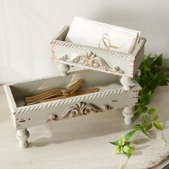 French Country Footed Box Tray Set of 2