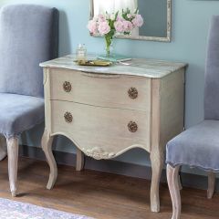 French Country Marble Top 2 Drawer Chest