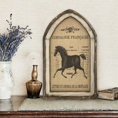 French Horse Framed Burlap Wall Art