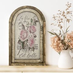 French Pink Rose Framed Linen Wall Art
