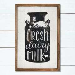 Fresh Dairy Milk Framed Farmhouse Sign