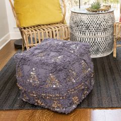 Fringe and Sequins Wedding Quilt Pouf