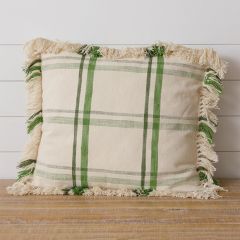 Fringed Plaid Accent Pillow