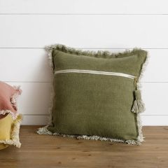 Fringed Stone Wash Tassel Accent Pillow
