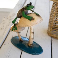 Frog on Mushroom Tabletop Accent Piece